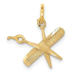 14k Yellow Gold Comb and Scissors Charm